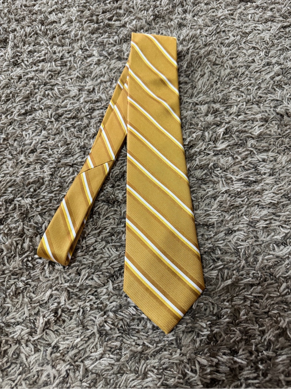 The Tie Bar Gold and White Striped Men's Tie